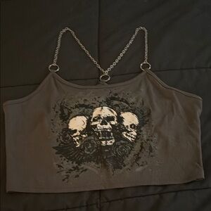 ROMWE Dark Gray Skull Print Camisole